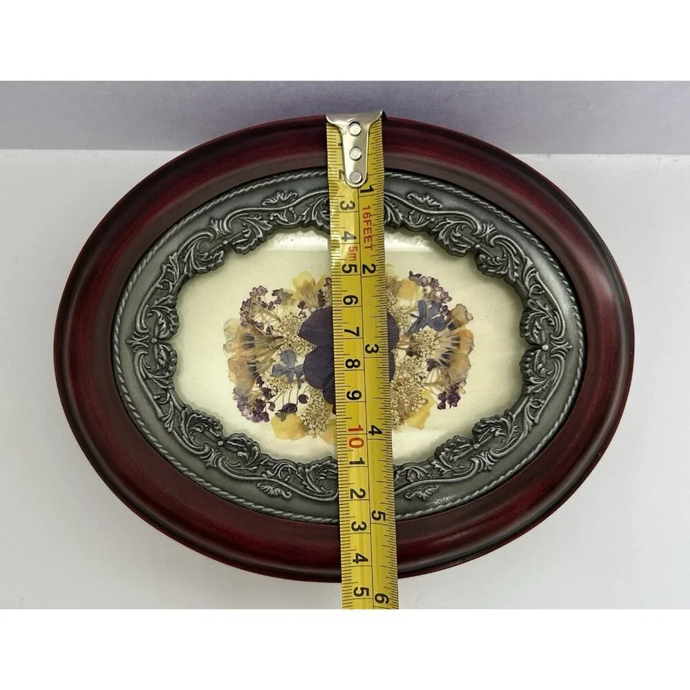 Jewelry Trinket Box Dried Pressed Wildflowers Oval Picture Frame Cottagecore